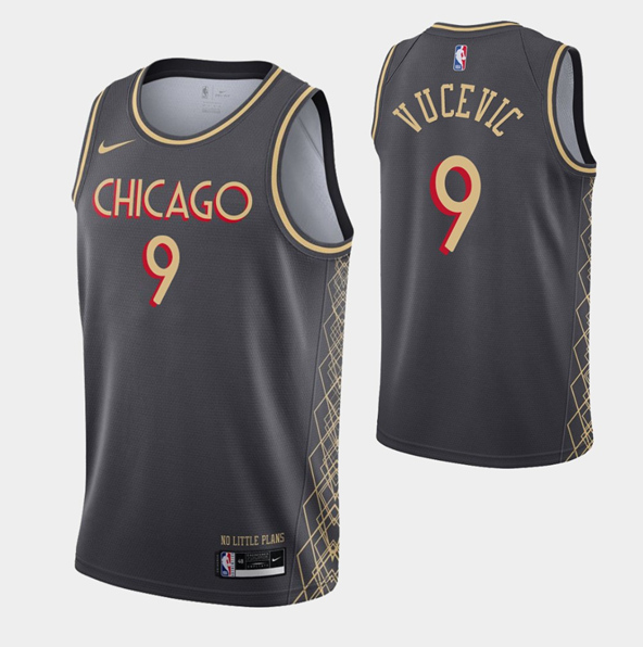 Men's Chicago Bulls #9 Nikola Vucevic Gray City Stitched Basketball Jersey
